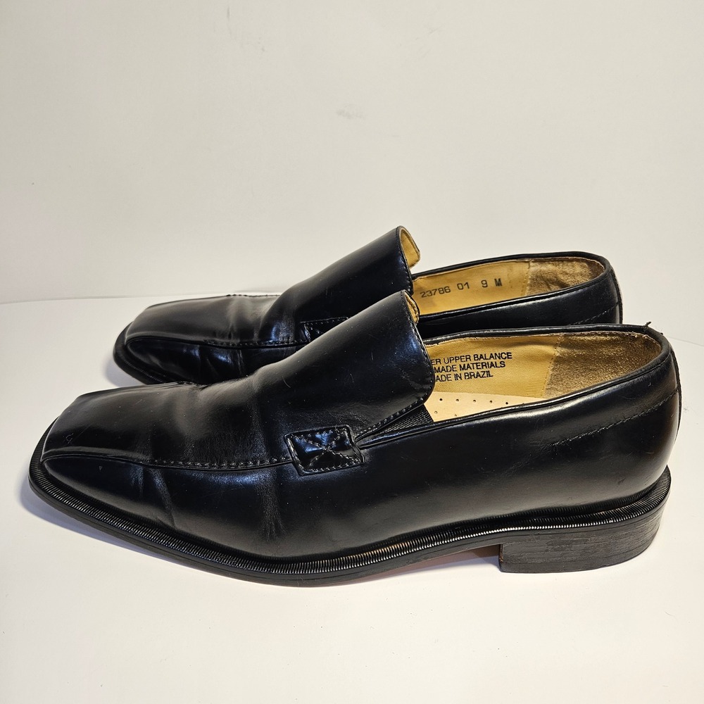 Stacy Adams Mens Black Leather Square Toe Loafers Dress Shoes 9M 23786-01